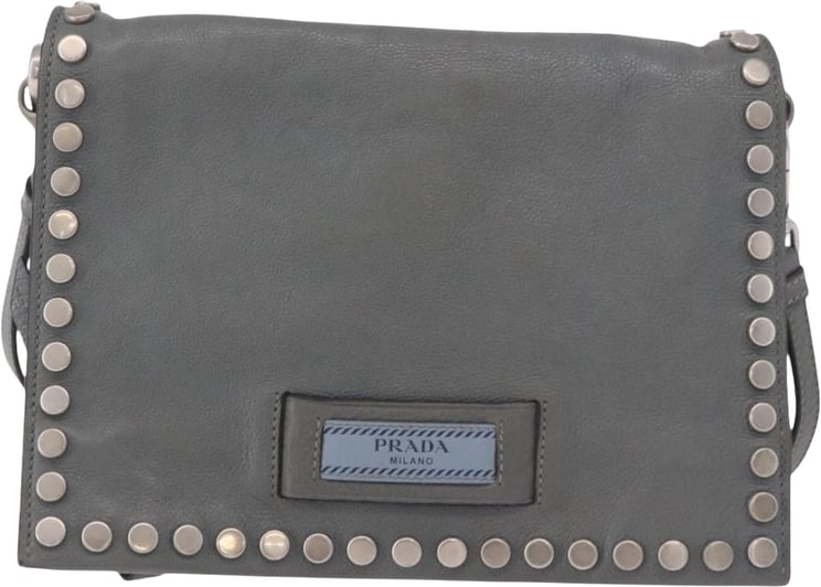Prada Prada Etiquette Flap Studded Glace Calfskin Small