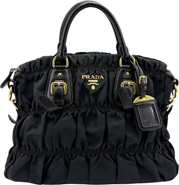 Prada Prada Gaufre Convertible Tote Leather and Tessuto Large