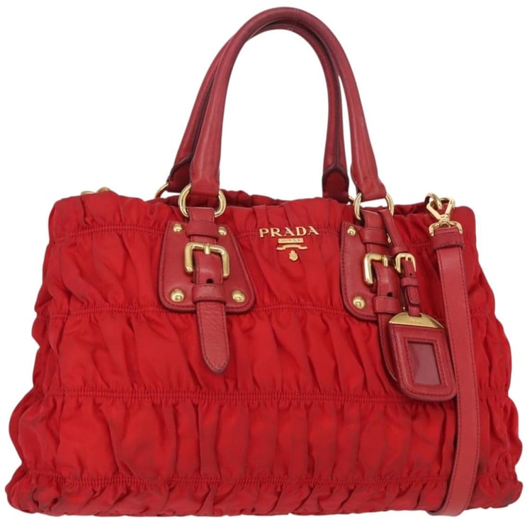 Prada Prada Gaufre Convertible Tote Leather and Tessuto Large