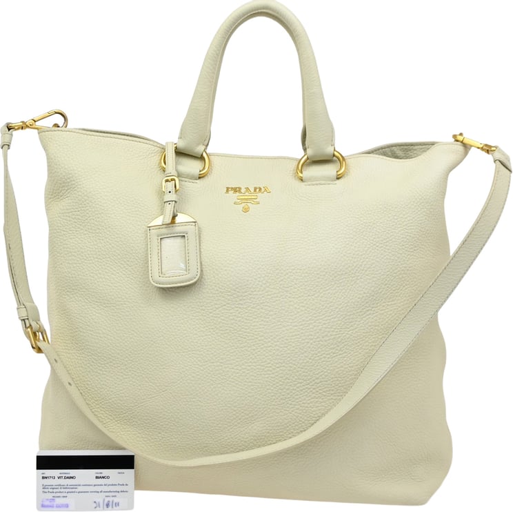 Prada Prada Side Zip Convertible Shopper Tote Vitello Daino Large