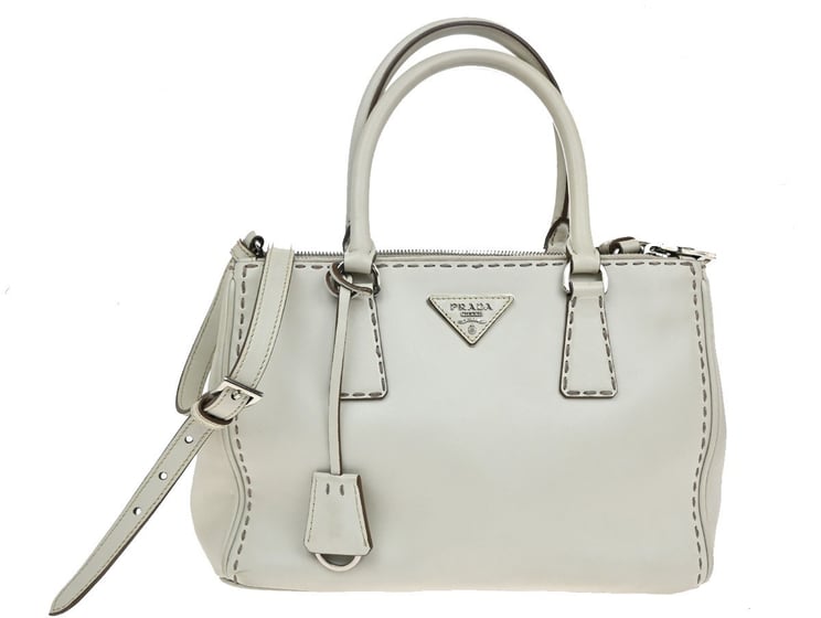 Prada Prada Galleria Double Zip Tote Stitched Leather Medium