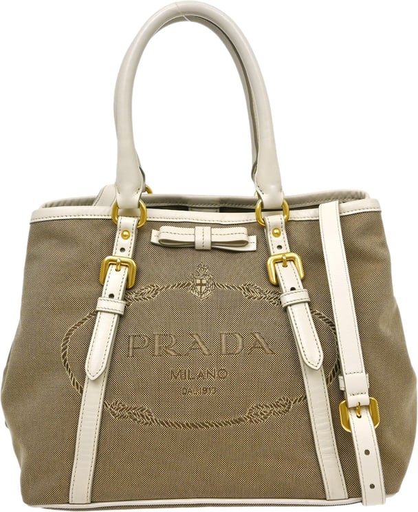 Prada Prada Open Tote Canvas with Leather Medium