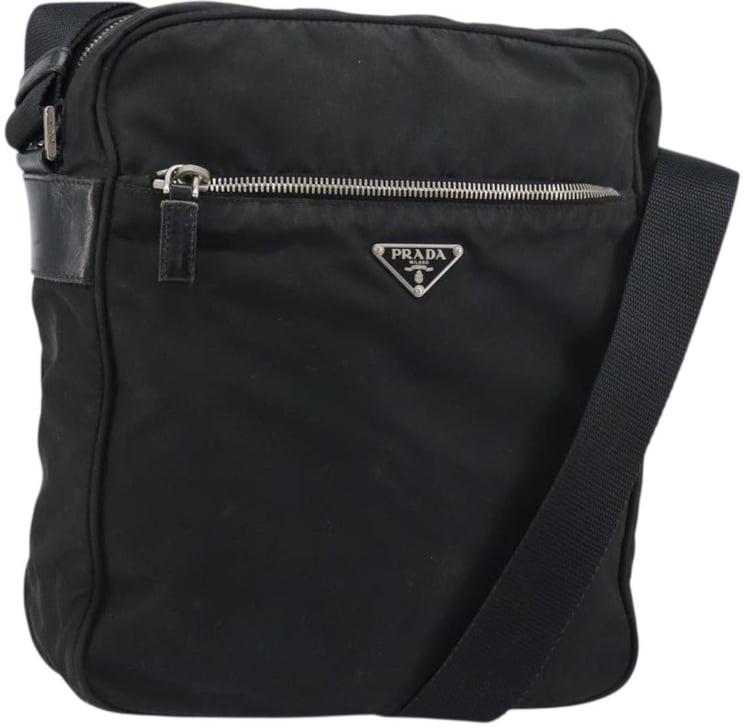 Prada Prada Front Pocket Zip Messenger Bag Tessuto with Saffiano Leather Large