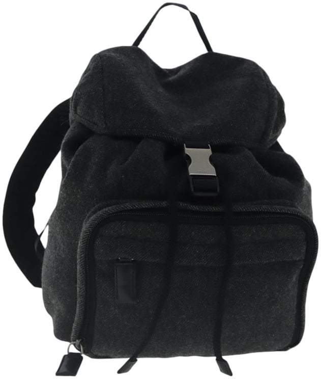 Prada Prada Single Buckle Pocket Backpack Wool
