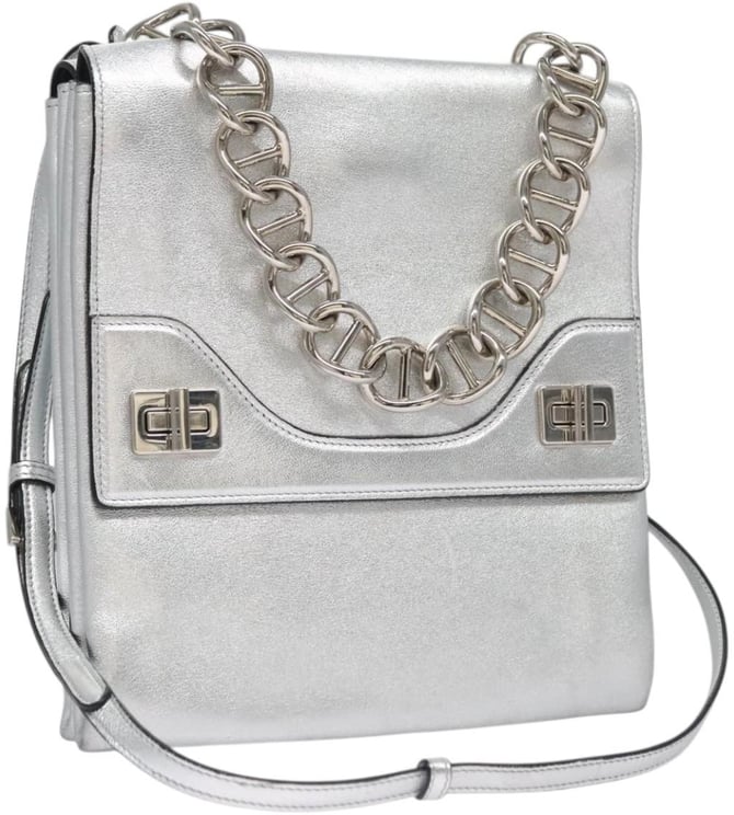 Prada Prada Double Turn Lock Shoulder Bag Leather