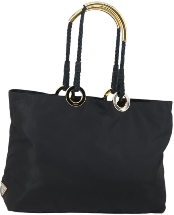 Prada Prada Convertible Metal Handle Satchel Quilted Tessuto