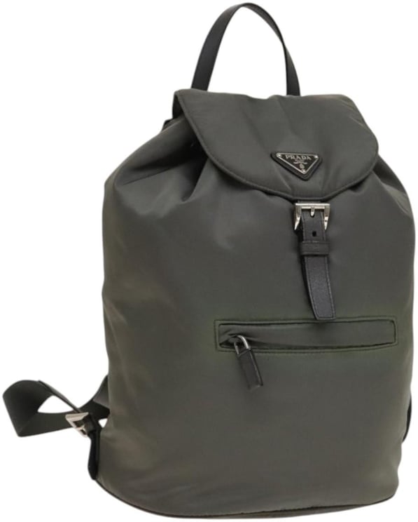 Prada Prada Front Zip Drawstring Backpack Tessuto Large