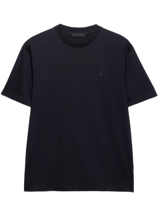 Prada Cotton Embroidered Logo Crewneck T-Shirt