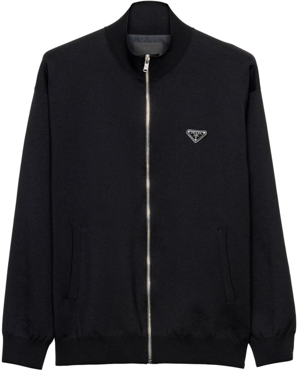 Prada Black Cardigan Overfit Virgin Wool Cardigan