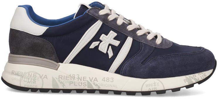 Premiata Baskets Lander nylon suède navy logo spoiler cuir blanc Premiata Homme 7204 Sneakers