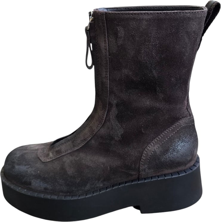 Premiata Bottines plateau suède vieilli choco zip avant Premiata Femme M7144