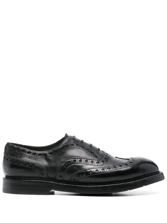 Premiata Perforated Calf Leather Lace-Up Flat Shoes