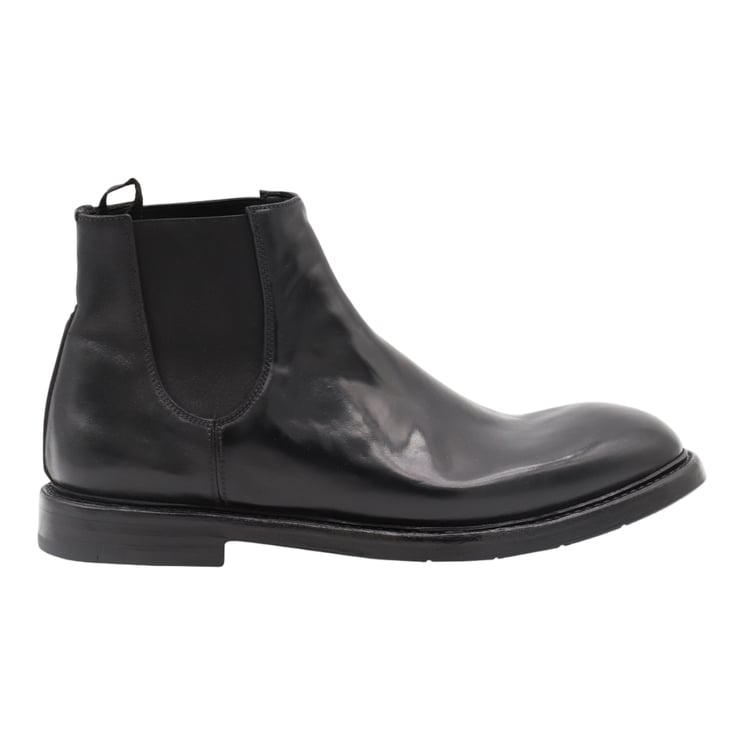 Premiata Polished Black Leather Boots with Slip-On Design