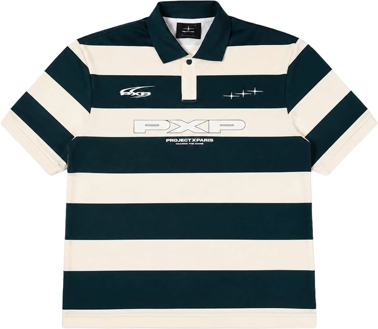 Project x Paris Project X Paris Loose Horizontal Stripe Polo Wit Groen