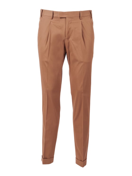 PT01/PT05 Brown Master Cotton Silk Straight-Leg Pants