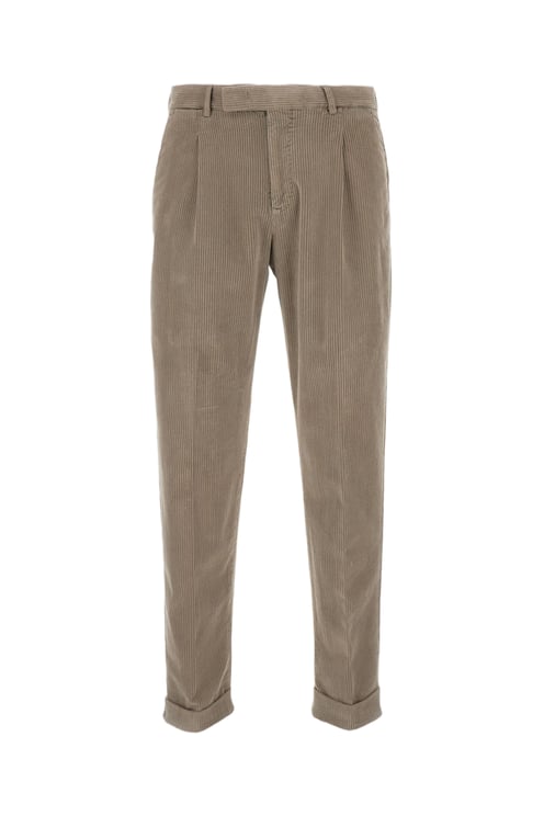 PT01/PT05 Wide Ribbed Velvet Trousers With Tailored Pleats And Flap Pockets