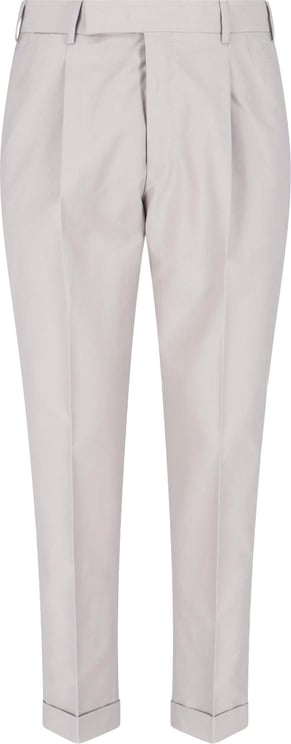 PT Torino Grey Tailored Pleated Virgin Wool Trousers