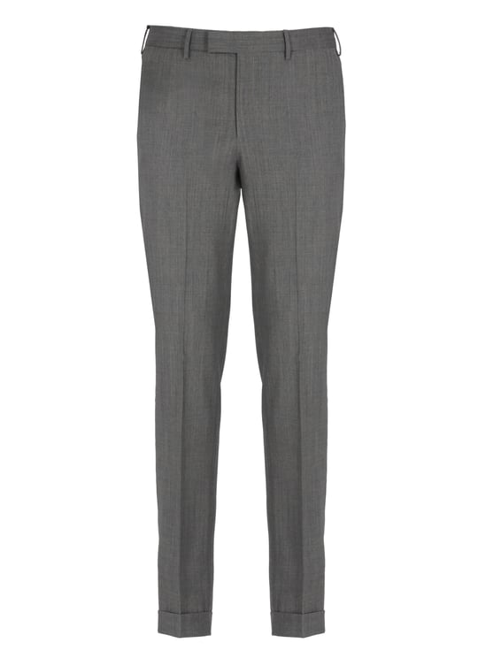 PT Torino Grey Flap Pockets Wool Formal Pants