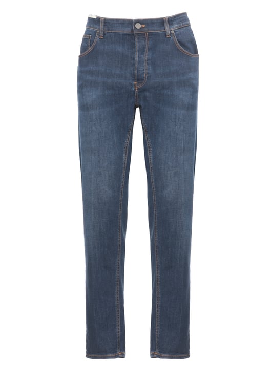 PT Torino Blue Cotton Straight-Leg Jeans
