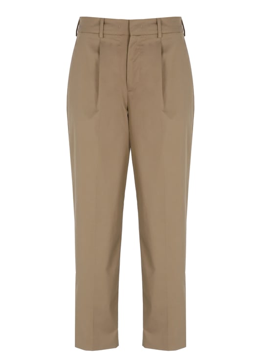 PT Torino Brown Elastic Waist Cotton-Blend Formal Pants