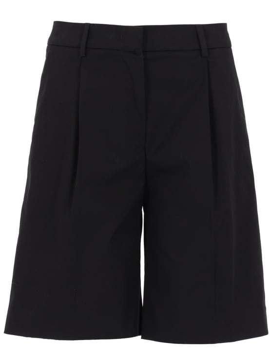 PT Torino Neutrals Simone Mid-Rise Pleated Cotton Shorts