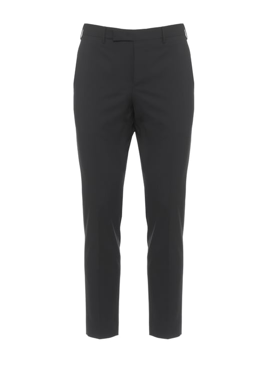 PT Torino Black Wool Straight-Leg Pants