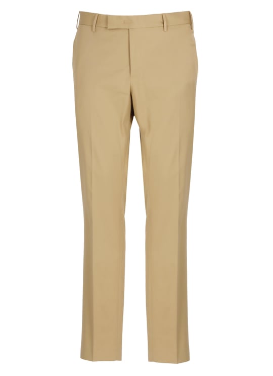 PT Torino Beige Cotton Straight-Leg Pants