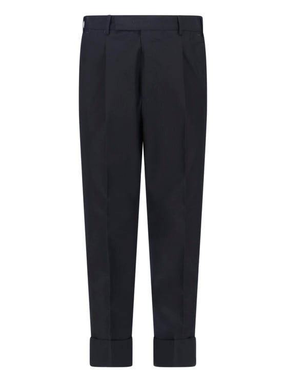 PT Torino Black Tailored Pleated Virgin Wool Trousers
