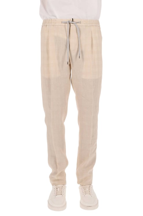 PT Torino Linen-Silk Blend Slim Fit Jogger with Elegant Detailing