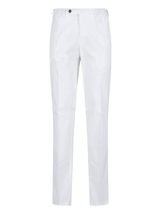 PT Torino Lyocell/Cotton Straight Trousers – White