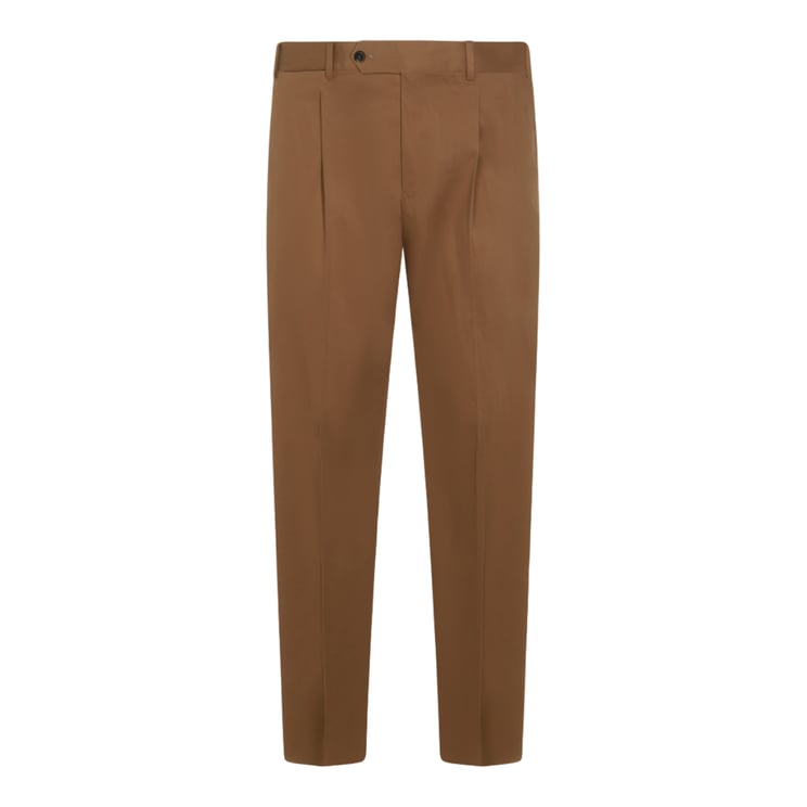 PT Torino Tailored Brown Trousers With Flat Front And Subtle Pleats