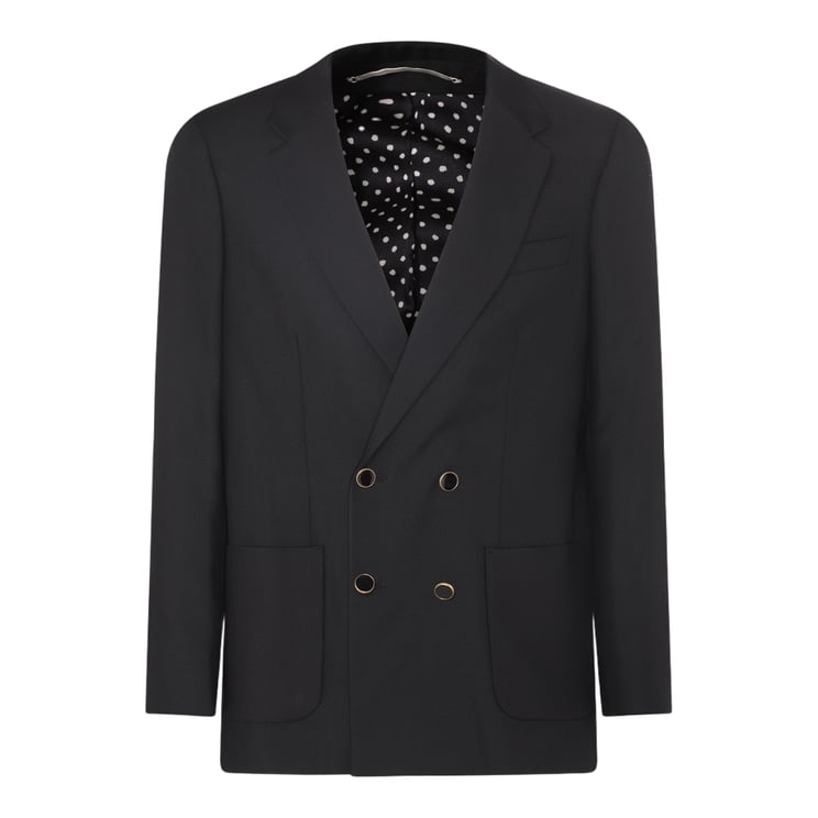 PT Torino Double-Breasted Tailored Jacket With Notch Lapel And Polka Dot Lining