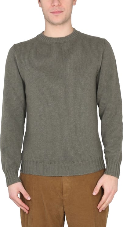 PT Torino Cross-Neck Ribbed Knit Sweater In Green