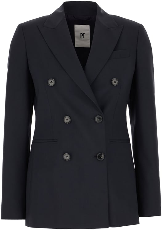 PT Torino Pt Torino Navy blue stretch wool blazer