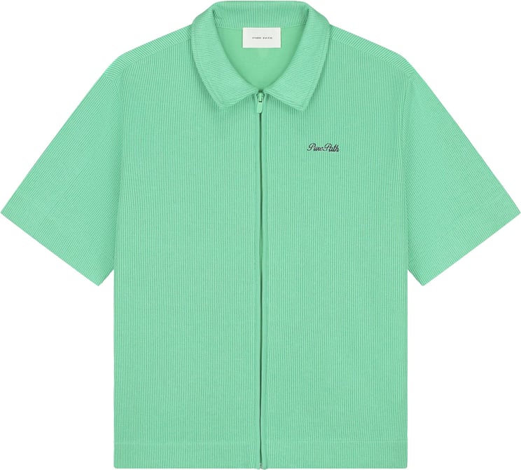 Pure Path Pure Path Italian Dream Zipped Shortsleeved Shirt 26010222 52 Emerald