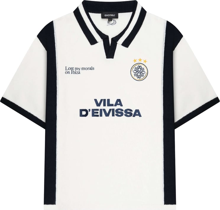 Quotrell Diego Knitted Polo | Off White/navy
