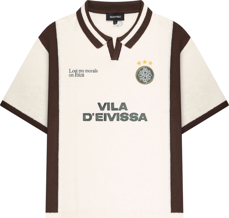 Quotrell Diego Knitted Polo | Creme/brown
