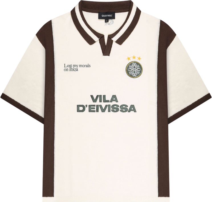 Quotrell Diego Knitted Polo | Creme/brown