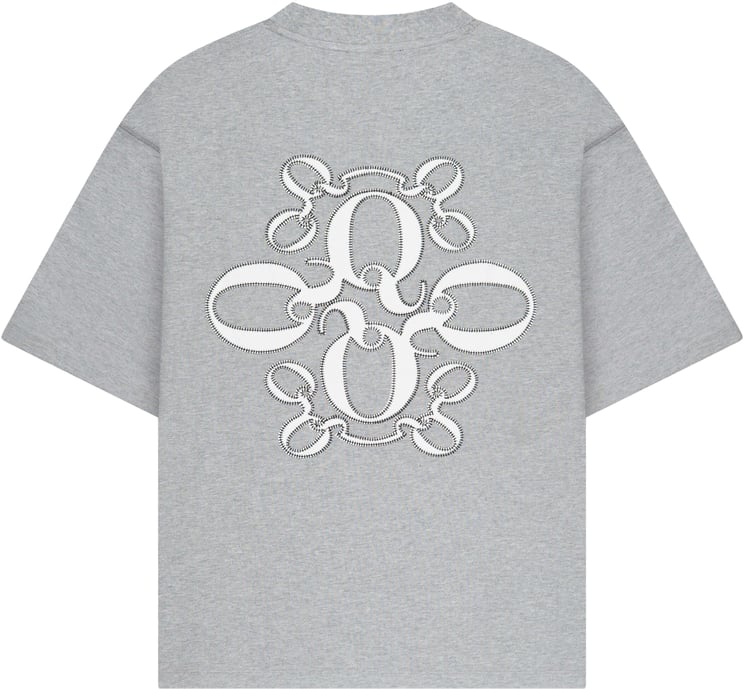 Quotrell Insignia Tee | Grey Melee/ White