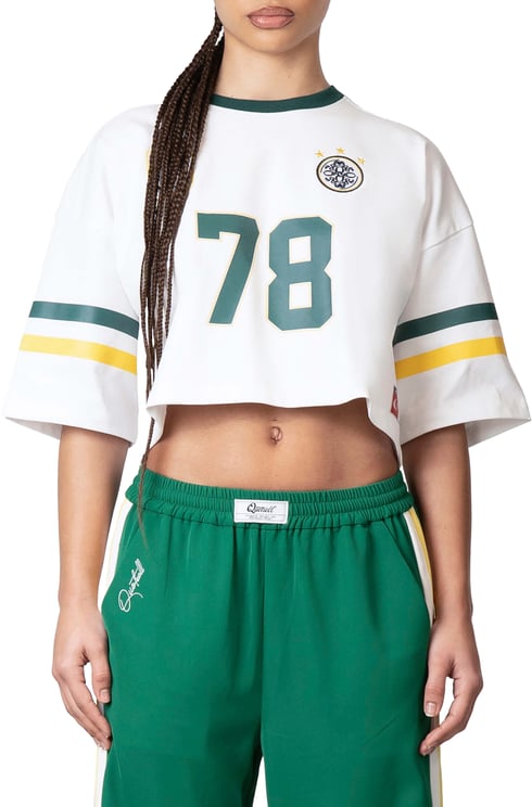 Quotrell Zia Cropped Tee | White/green