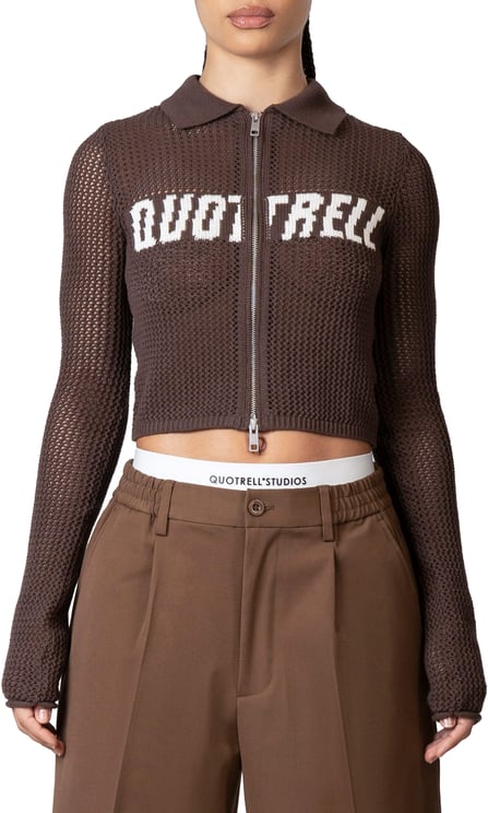 Quotrell Gia Knitted Zip Top | Brown
