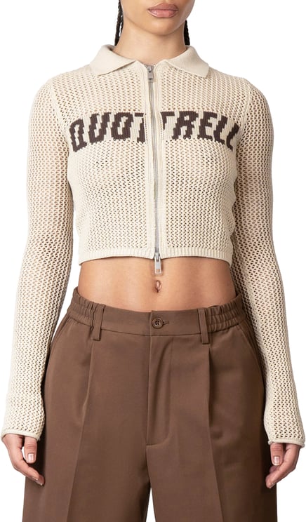 Quotrell Gia Knitted Zip Top | Ecru