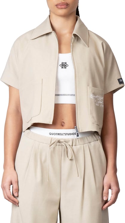 Quotrell Rae Zip Top | Beige