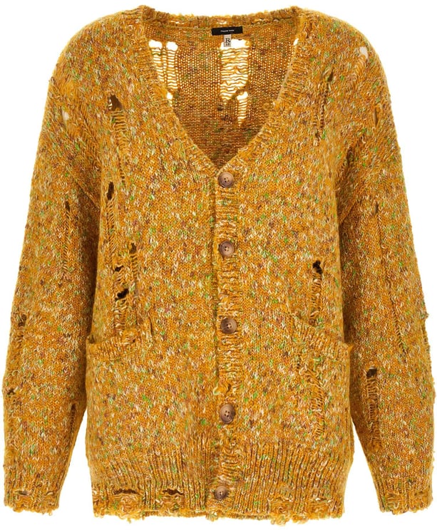 R13 R13 Bicolor Alpaca Leather Cardigan