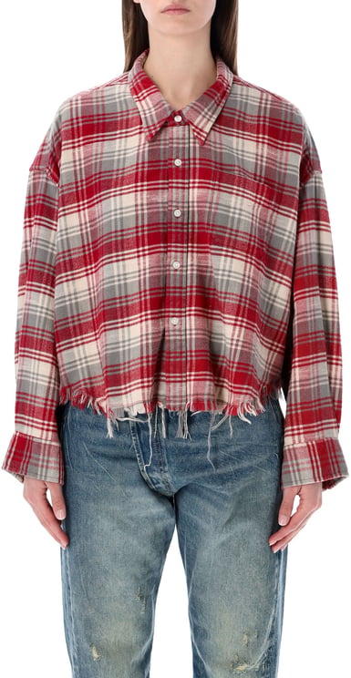 R13 Crop Shirt Check Red Grape
