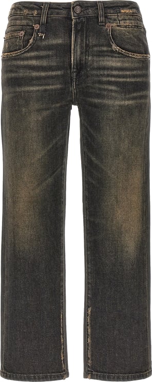 R13 R13 Black Cotton Boyfriend Jeans