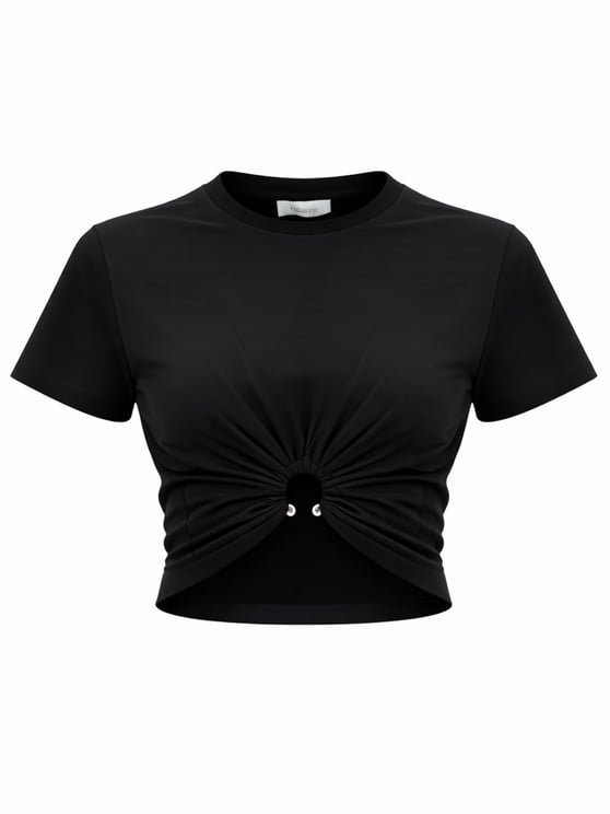 Rabanne Cropped Slim Fit Ruched T-Shirt