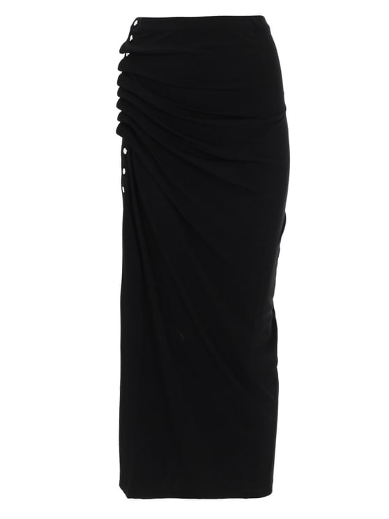 Rabanne Jupe Viscose Button Ruched Midi Skirt