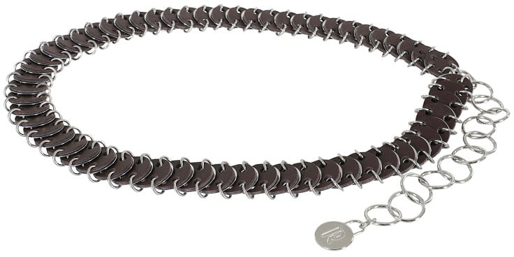 Rabanne Disc Design Dark Brown Leather Belt