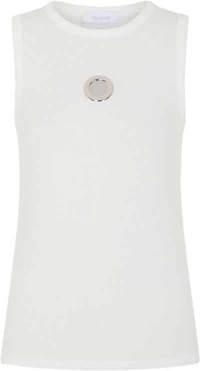 Rabanne Sleeveless Top With Crew Neckline And Metallic Logo Detail